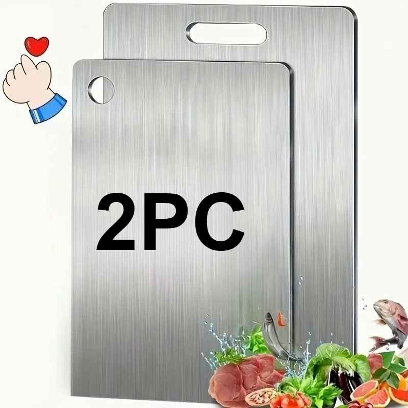 2pcs Stainless Steel Cutting Board Set - Heavy Duty Non-Slip for Meat & Vegetables | BPA Free & Rust Proof