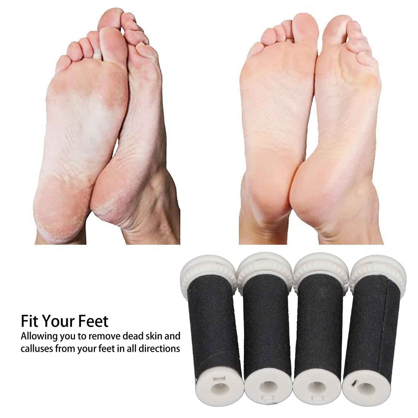 4pcs Replacement Roller Electric Foot File Grinding Tools Replacement Head For Feet Pedicure Tools Foot File Replacement Roller