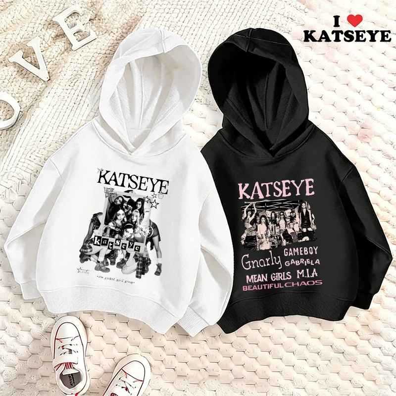 KATSEYE Hoodie for Kid Toddler Kawaii Long-sleeved Girls Winter Thin Sweatshirt Fashion Idol Printed Warm Children's Tops Gift