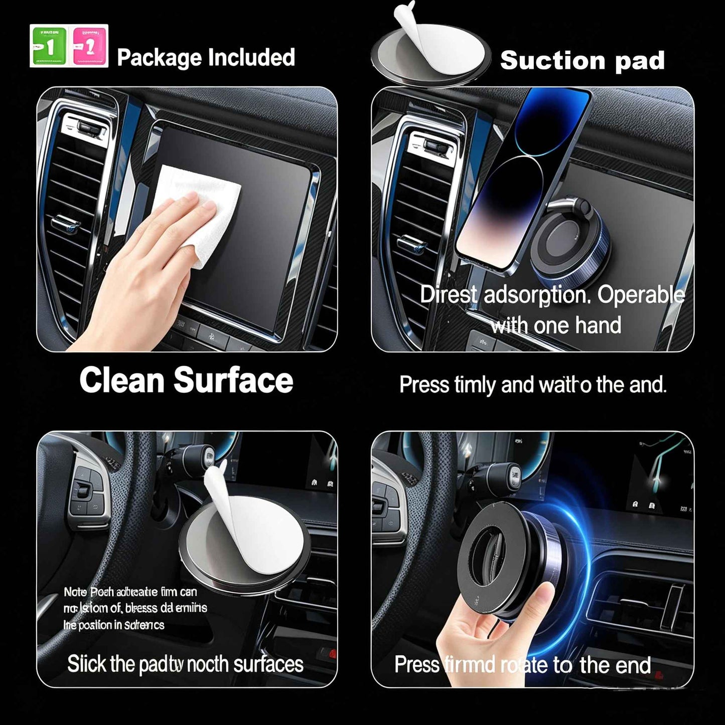 Magnetic Suction Cup Phone Mount for Magsafe 360° Adjustable Magnetic Car Phone Holder Pocket Size Foldable Car Mount