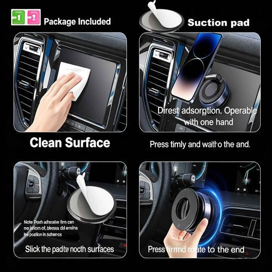 Magnetic Suction Cup Phone Mount for Magsafe 360° Adjustable Magnetic Car Phone Holder Pocket Size Foldable Car Mount