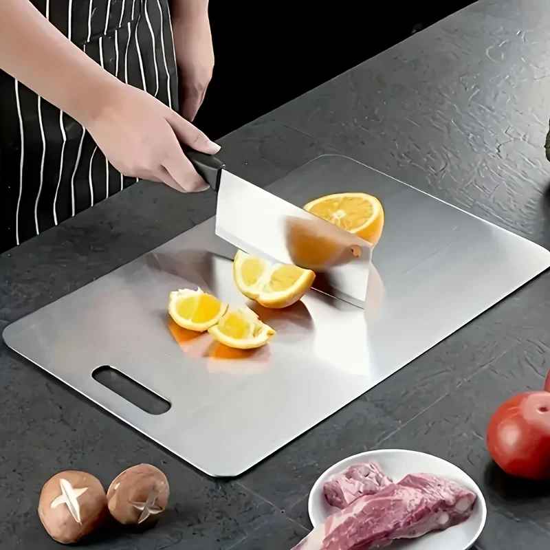 2pcs Stainless Steel Cutting Board Set - Heavy Duty Non-Slip for Meat & Vegetables | BPA Free & Rust Proof