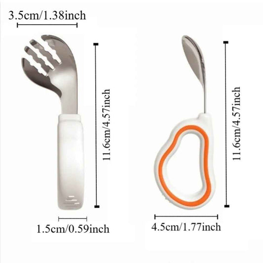 Silicone Baby Fork and Spoon Set 316 Stainless Steel Self Feeding Baby Cutlery Short Handle with Storage Box Child Tableware