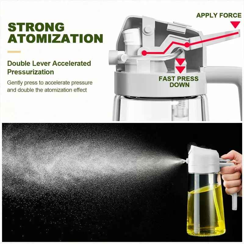 2in1 500ml Plastic Spray Oil Sprayer Bottle Spray Oil Dispenser Oil Jar Cruet BBQ Kitchen Baking Roasting Picnic Kitchen Tool