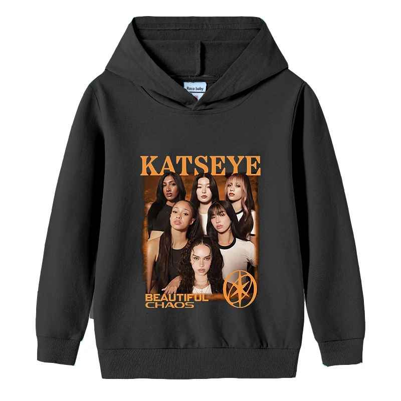 KATSEYE Hoodie for Kid Toddler Kawaii Long-sleeved Girls Winter Thin Sweatshirt Fashion Idol Printed Warm Children's Tops Gift
