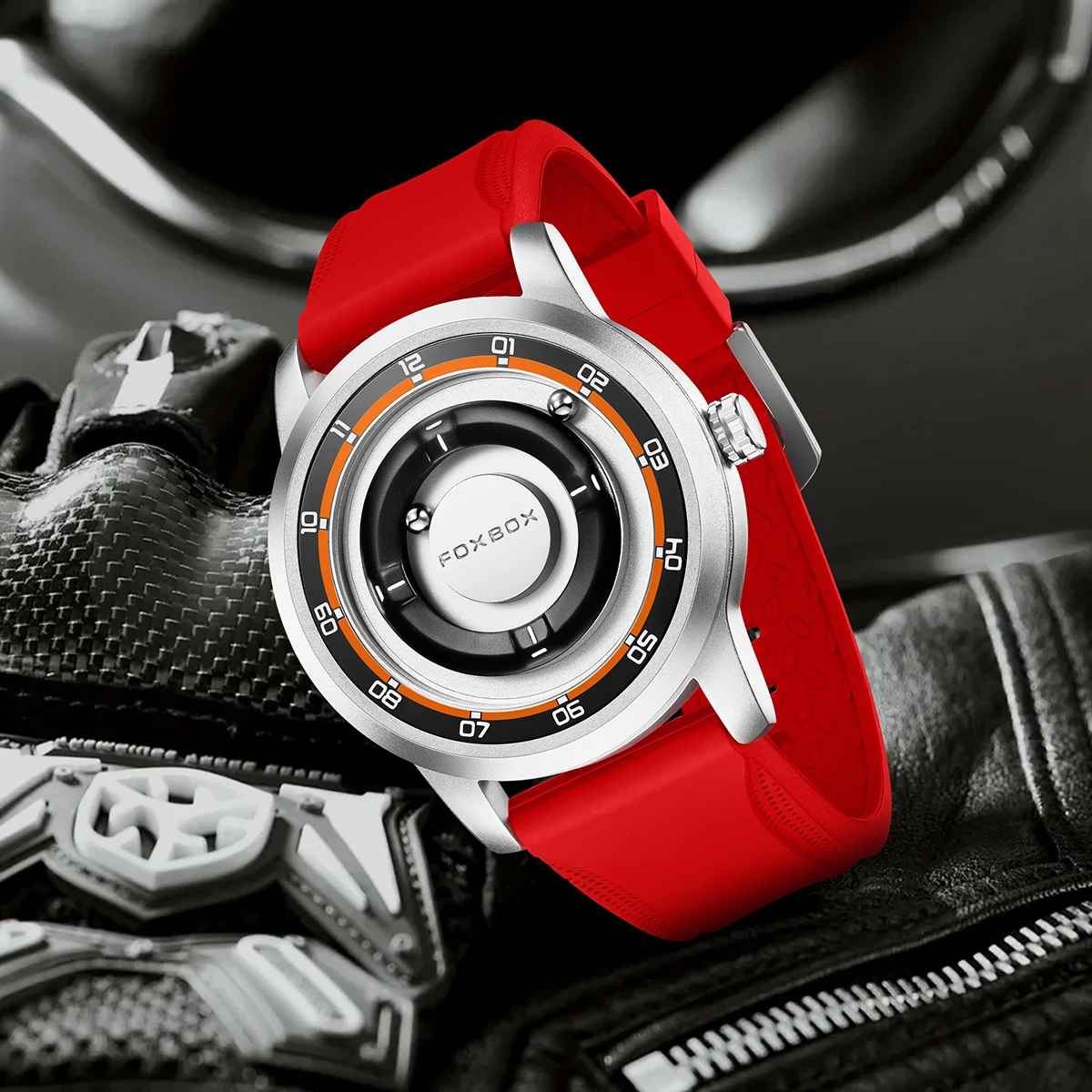 FOXBOX Watch Personalized Fashion Floating Magnetic Pointer Free Ball Bearing Creative Simple Waterproof Quartz Watch for Men