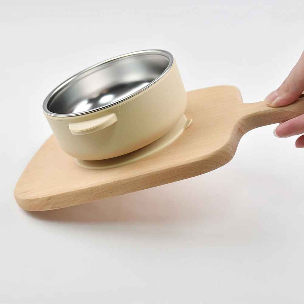 300ml Baby Training Bowl with Lid, 300ML 2-in-1 Stainless Steel & Silicone Feeding Set, Unbreakable Weaning Bowl