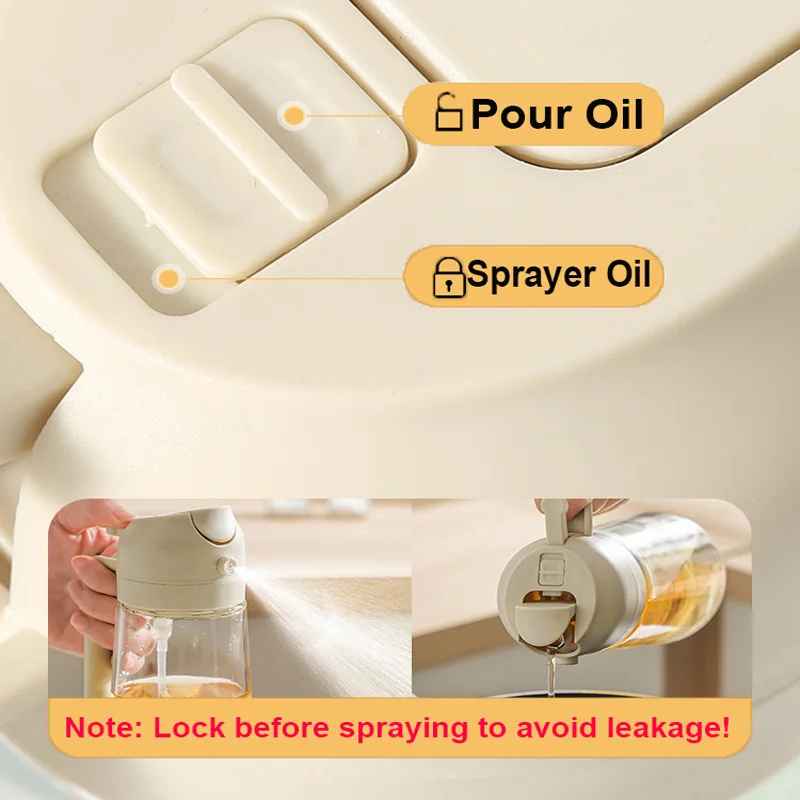 2in1 500ml Plastic Spray Oil Sprayer Bottle Spray Oil Dispenser Oil Jar Cruet BBQ Kitchen Baking Roasting Picnic Kitchen Tool